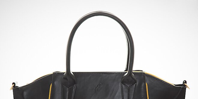 Dámska čierna kabelka s kontrastnými zipsami Felice