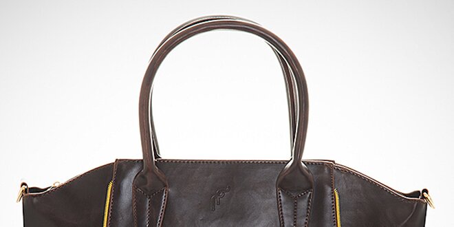 Dámska tmavo hnedá kabelka s kontrastnými zipsami Felice
