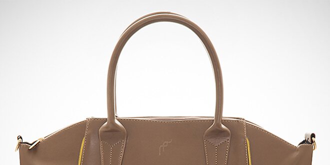 Dámska hnedá kabelka s kontrastnými zipsami Felice