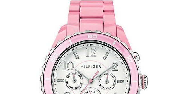 Dámske svetlo ružové hodinky Tommy Hilfiger s plastovým remienkom