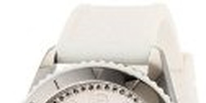 Dámske oceľové hodinky Tommy Hilfiger s bielym silikonovým remienkom