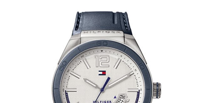 Pánske oceľovo modré hodinky Tommy Hilfiger so silikonovým remienkom