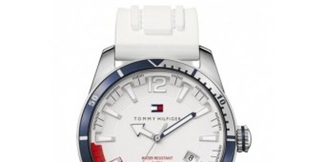 Pánske oceľové hodinky Tommy Hilfiger s bielym pryžovým remienkom