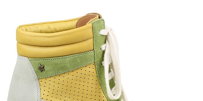 Dámske zeleno-žlté členkové tenisky na kline Cubanas Shoes