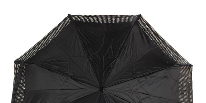 Dámsky skladací čierny dáždnik s lesklými kamienkami Ferré Milano