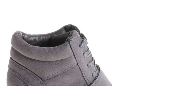 Dámske tmavo šedé kotníčkové topánky Maria Barcelo na vysokom podpätku