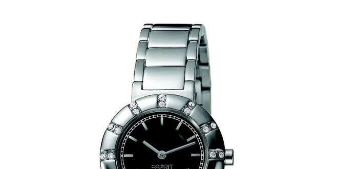 Dámske oceľové hodinky s guľatým púzdrom s kamienkami Esprit