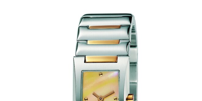 Dámske strieborné hodinky s žltou perleťou Esprit