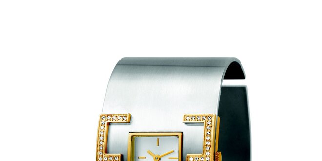 Dámske hodinky so zlatými detailmi a kamienkami Esprit