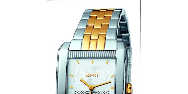 Dámske zlato-strieborné hodinky s dvomi ciferníkmi Esprit