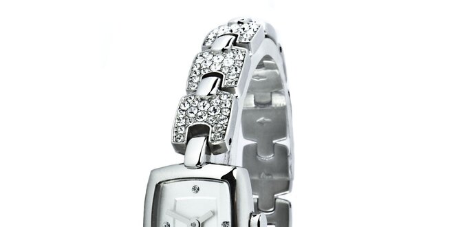 Dámske strieborné hodinky Esprit s kamienkami