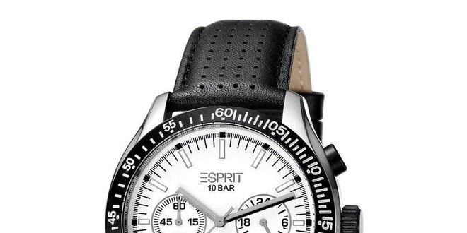 Pánske analógové hodinky z nerezovej ocele s čiernym remienkom Esprit