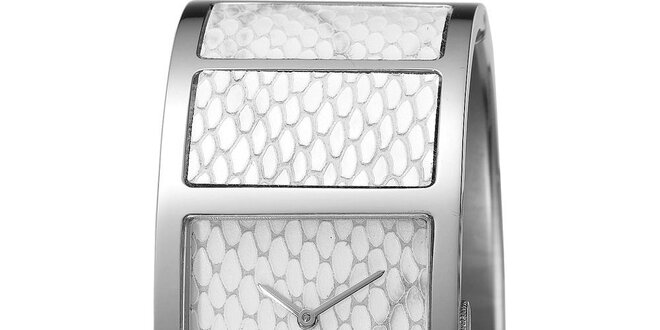 Dámske biele náramkové hodinky s hadím vzorom Esprit