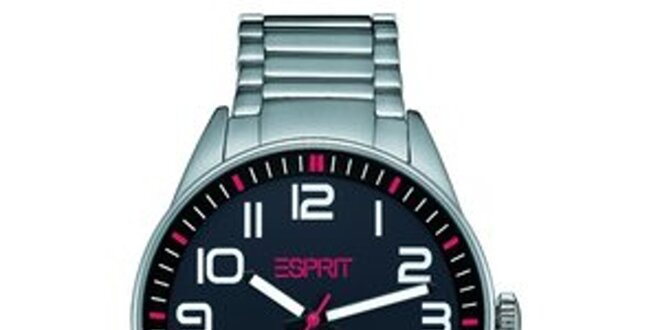 Pánske guľaté hodinky s čiernym ciferníkom Esprit