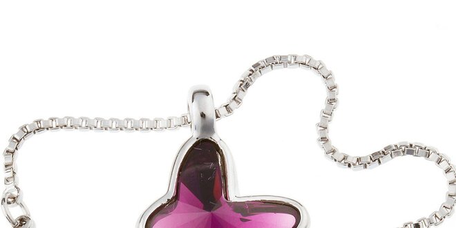 Dámsky náhrdelník s purpurovým motýlikom Fifi Ange