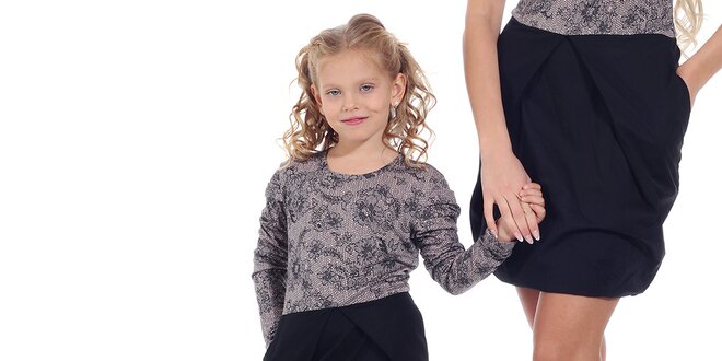 Dievčenské fialovo-čierne vzorované šaty Berry Couture