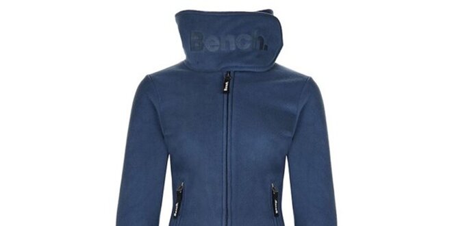 Dámsky modrý fleecový kabát s límcom Bench