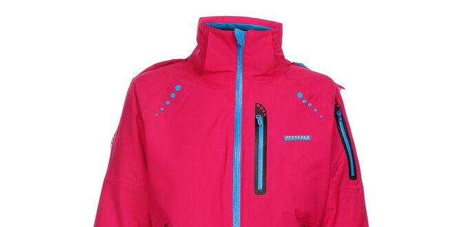 Dámska sýto ružová lyžiarska bunda Envy s modrými zipsami