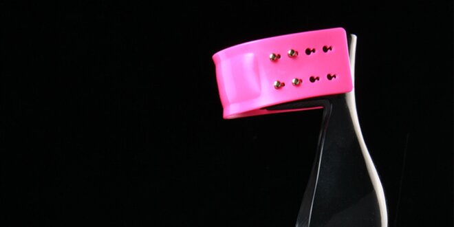Dámske čierno-ružové sandálky na opätku Melissa NO. 1 + Pedro Lourenco