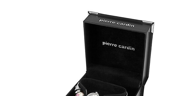 Dámska sada hodiniek, náhrdelníku a náušnic Pierre Cardin s ružovými motívmi