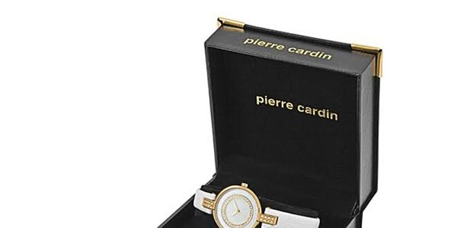 Dámska sada pozlátených hodiniek, náhrdelníku a dvoch párov náušnic Pierre Cardin