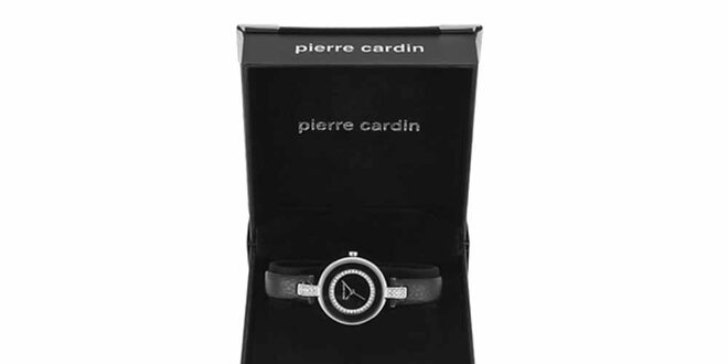 Dámska sada strieborno-čiernych hodiniek, náhrdelníku a dvoch párov náušnic Pierre Cardin