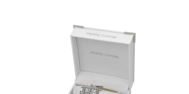 Dámska sada hranatých hodiniek, náhrdelníku a náušnic Pierre Cardin