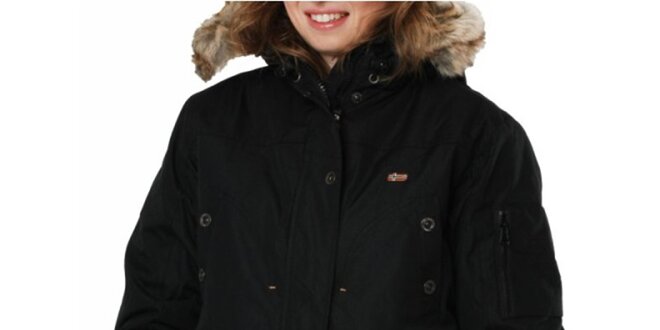 Dámska čierna bunda s kapucňou Geographical Norway