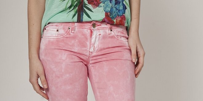 Dámske svetlo ružové džínsy Mell