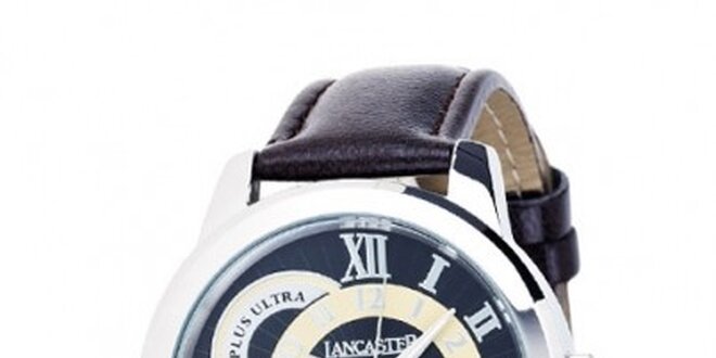 Pánske oceľové hodinky Lancaster s hnedým koženým remienkom
