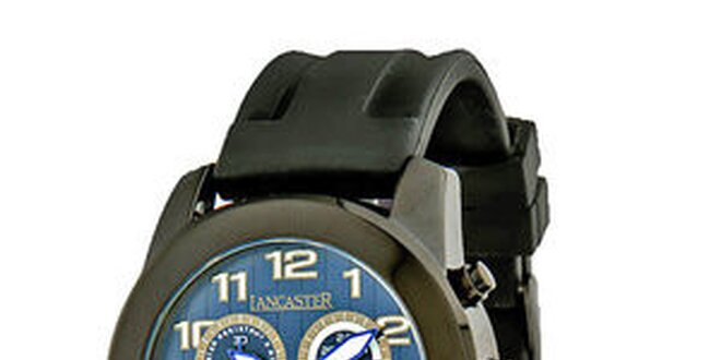 Pánske čierne náramkové hodinky Lancaster so silikónovým remienkom