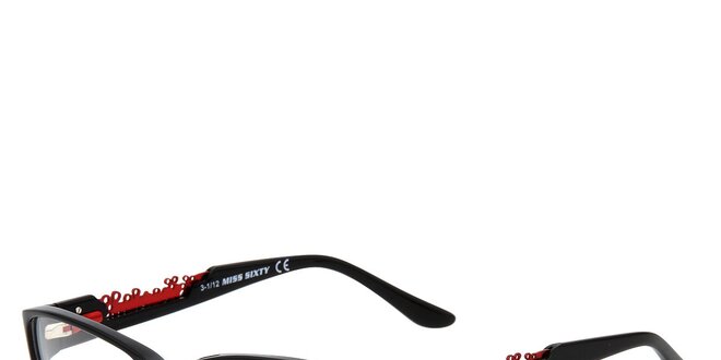 Dámske čierne hranaté okuliare s výraznými stranicami Miss Sixty