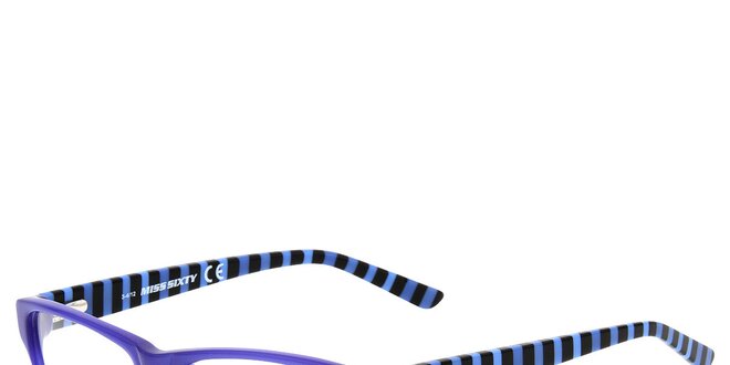 Dámske modré okuliare s pruhovanými stranicami Miss Sixty