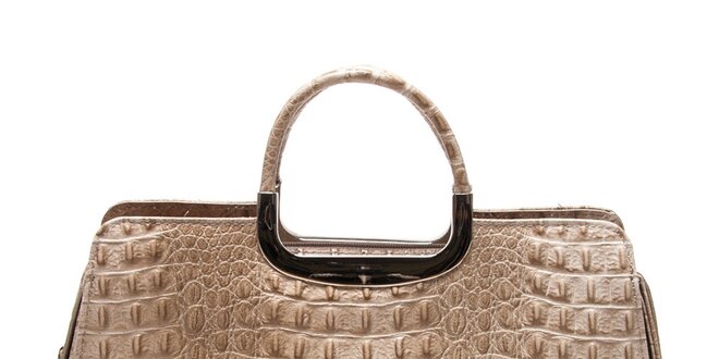 Dámska béžová kabelka s krokodýlim vzorom Roberta Minelli
