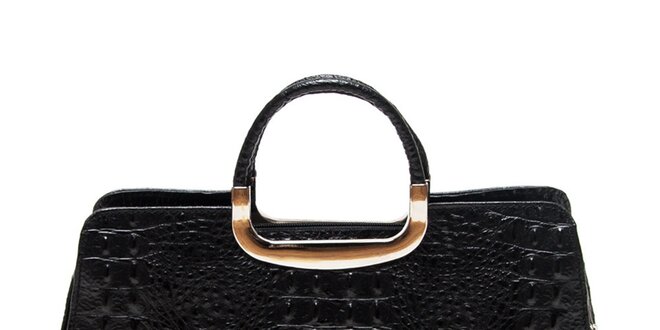 Dámska čierna kabelka s krokodýlim vzorom Roberta Minelli