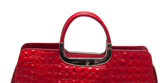 Dámska červená kabelka s krokodýlim vzorom Roberta Minelli