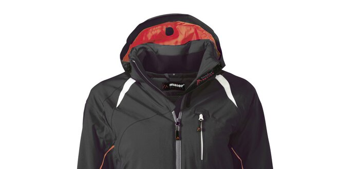 Dámska čierna lyžiarska bunda s červenými detailmi Maier