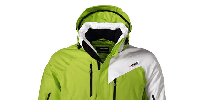 Pánska zelená lyžiarska bunda s bielym rukávom Maier