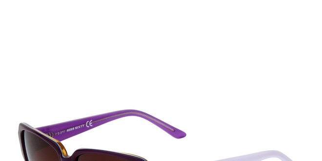 Dámske fialovo-biele hranaté plastové slnečné okuliare Miss Sixty