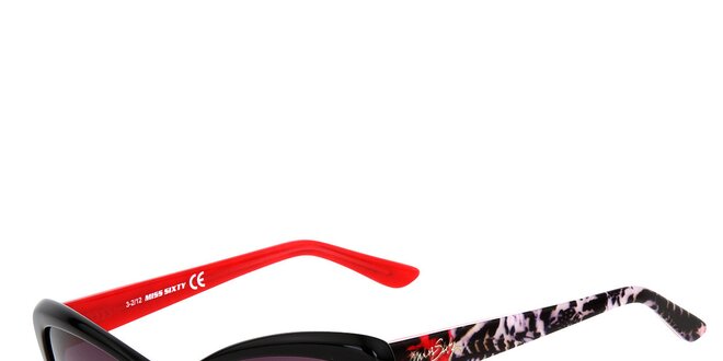 Dámske čierne mačacie slnečné okuliare s farebnou potlačou Miss Sixty