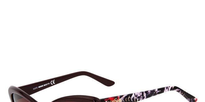 Dámske hnedé mačacie slnečné okuliare Miss Sixty s farebnými stranicami
