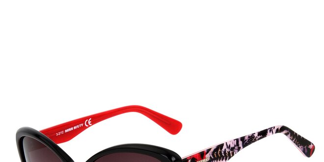 Dámske čierne mačacie slnečné okuliare s farebnými stranicami Miss Sixty