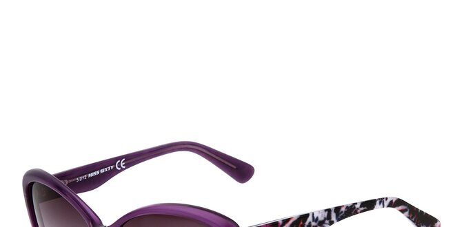 Dámske fialové mačacie slnečné okuliare s farebnou potlačou Miss Sixty