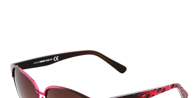 Dámske ružovo-čierne slnečné okuliare Miss Sixty s farebnými stranicami