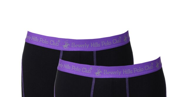 Set pánskych čierno-fialových trenírok Beverly Hills Polo Club