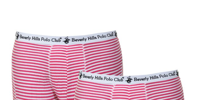Set pánskych červeno-bielych pruhovaných trenírok Beverly Hills Polo Club