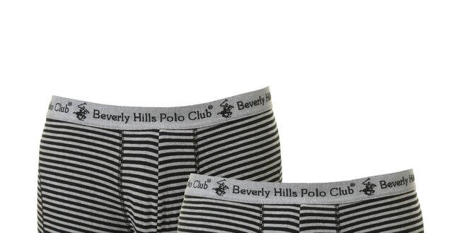 Set pánskych čierno-šedých pruhovaných trenírok Beverly Hills Polo Club