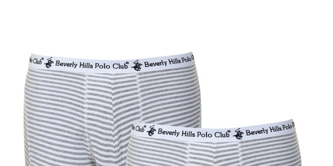 Set pánskych šedo-bielych pruhovaných trenírok Beverly Hills Polo Club