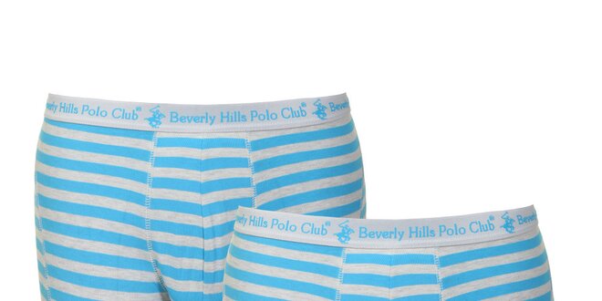 Set pánskych tyrkysovo-bielych pruhovaných trenírok Beverly Hills Polo Club
