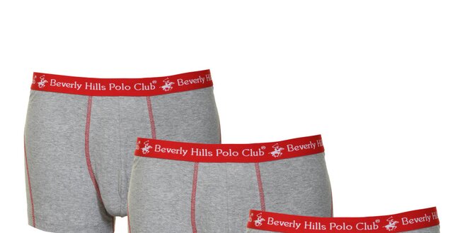 Set troch pánskych šedých trenírok Beverly Hills Polo Club